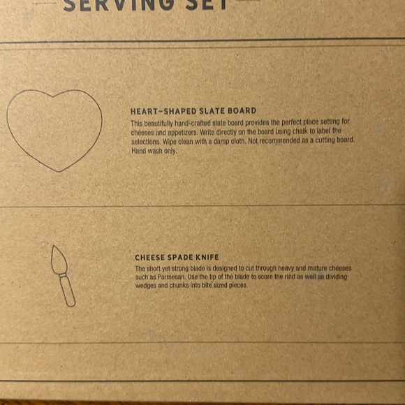 Tablesugar Heart Slate Board Serving Set w Cheese Knife Charcuterie Gift Party - Picture 4 of 5